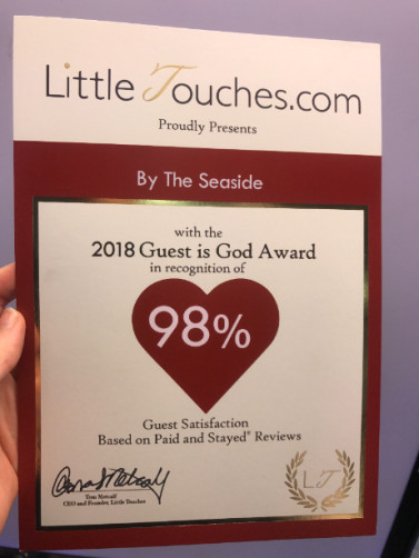 Guest is God hotel award certificate from Little Touches ®